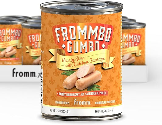 Fromm Frommbo Gumbo Hearty Stew with Chicken Sausage Dog Food - Premium Wet Dog Food - Chicken Recipe - Case of (12) 12.5 oz Cans