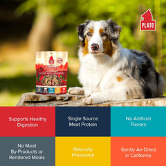 PLATO Turkey Real Strips Natural Dog Treats - Real Meat - Air Dried - Made in the USA - Turkey & Cranberry