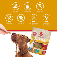 PLATO Pet Treats Jerky Dog Treats - Air-Dried Jerky for Dogs - Delicious, Real Meat Dog Treats - Grain Free - Supports Healthy Digestion - Chicken Jerky with Bone Broth