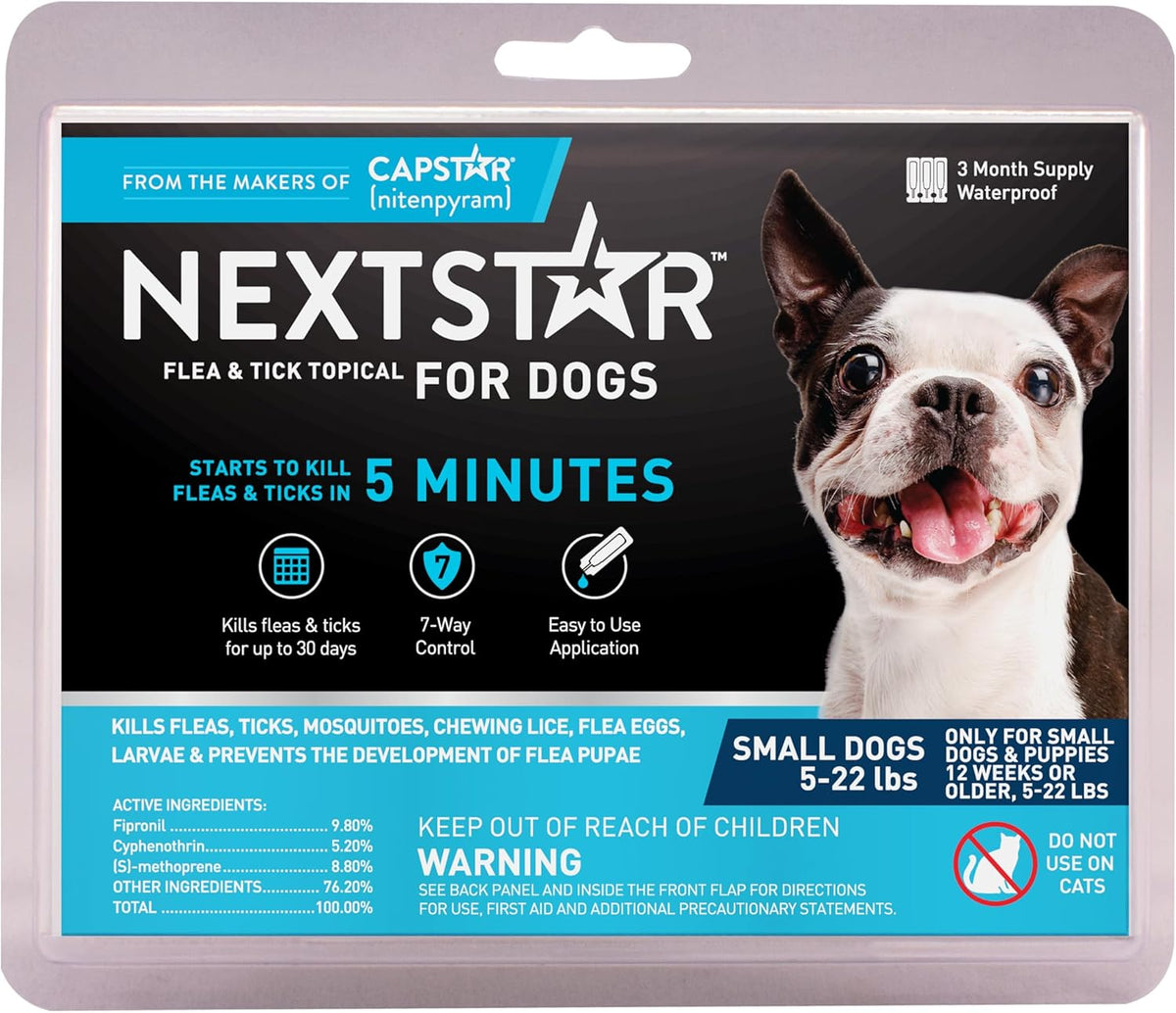 Flea And Tick Prevention For Dogs, Repellent, Treatment, and Control, Fast Acting Waterproof Topical Drops for Small, Medium and Large Dog and Puppies, 3 Monthly Doses