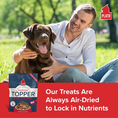 PLATO Pet Treats Dog Food Toppers - Air-Dried Dog Food Toppers for Dry Food - with Collagen to Support Skin and Coat Health - Beef and Collagen Recipe