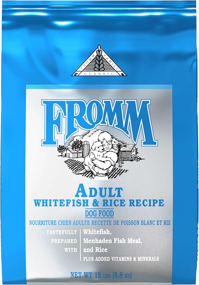 Fromm Classic Adult Whitefish & Rice Dog Food - Premium Dry Dog Food for Large, Medium, & Small Breeds - Whitefish & Rice Recipe