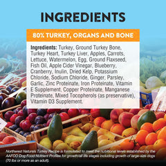 Northwest Naturals Freeze-Dried Turkey Dog Food - Bite-Sized Nuggets - Grain-Free, High-Protein, Raw Diet, Human-Grade, Limited Ingredients, All Natural, Healthy & Nutritious, Made in USA