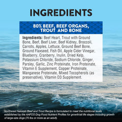 Northwest Naturals Freeze-Dried Beef & Trout Dog Food - Bite-Sized Nuggets - Grain-Free, High-Protein, Raw Diet, Human-Grade Ingredients, All Natural, Omega-3 for Skin & Coat, Made in USA, 25 Oz