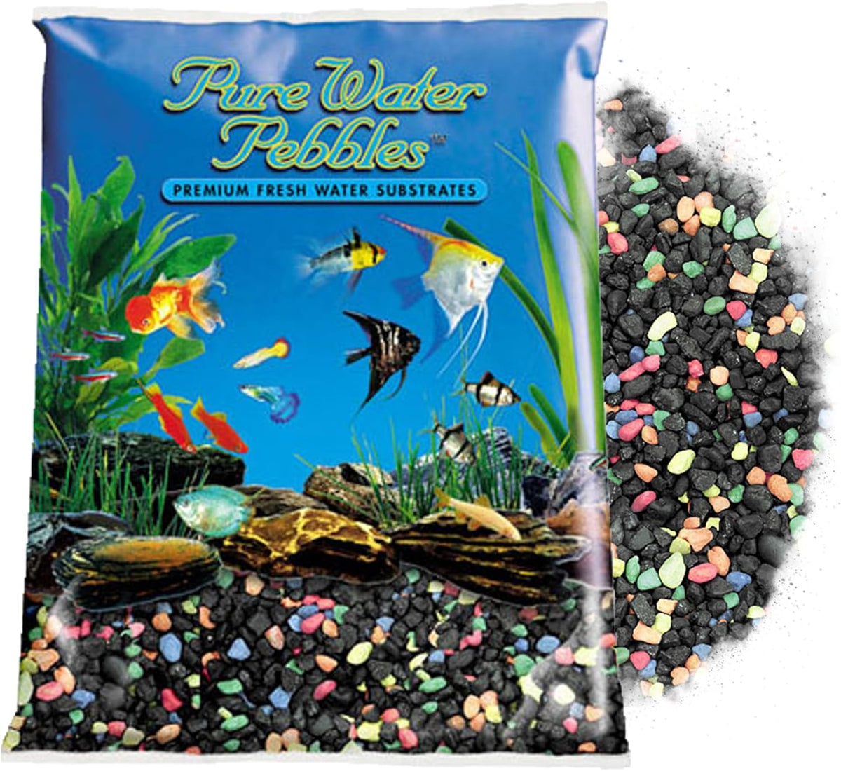 Black Beauty Pebble Mix Aquarium Gravel - 5 lbs - Non-Toxic, Colorfast, Vibrant Substrate for Aquariums, Terrariums, Ponds & Crafts