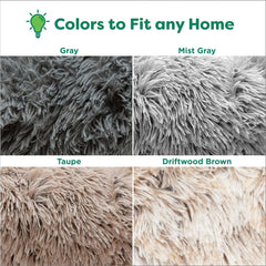 Furhaven 23" Round Calming Donut Dog Bed for Indoor Cats & Small Dogs, Washable, For Dogs Up to 20 lbs - Shaggy Plush Long Faux Fur Donut Bed, Small, 23.0"L x 23.0"W x 9.0"Th