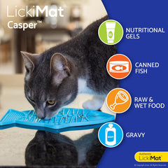 LickiMat Casper, Fish-Shaped Cat Slow Feeders Lick Mat, Boredom Anxiety Reducer; Perfect for Food, Treats, Yogurt, or Peanut Butter. Fun Alternative to a Slow Feed Cat Bowl or Dish, Orange