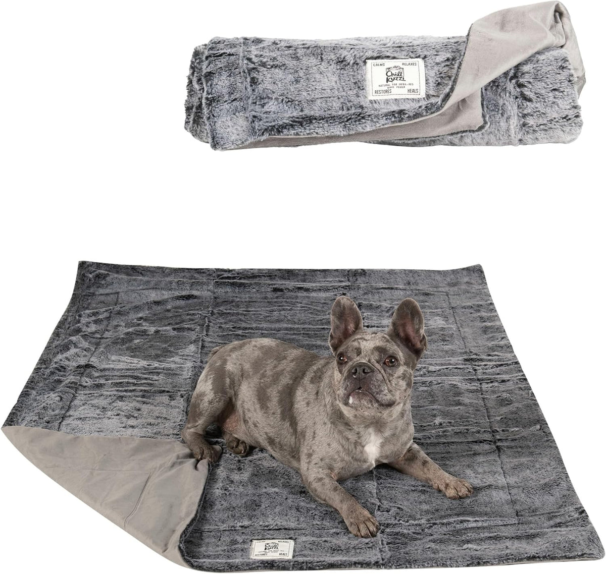Dog Gone Smart Chilli Kuzzi FIR Blanket - Velvet Velboa and Tipped PV Plush - Ultra-Soft Dog Blanket with Far Infrared Technology - Calms, Relaxes and Heals - Suitable for Every Dog - Grey