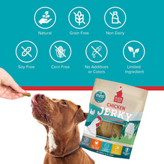 PLATO Pet Treats Dog Treats - Air-Dried Jerky - Delicious, Real Meat - Grain Free - Supports Healthy Digestion - Chicken with Goat Milk