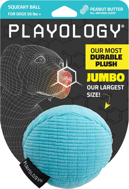 Playology Plush Crinkle Ring for Large to X-Large Dogs 50lbs & up | Engaging All Natural Beef Scented Plush Dog Toy | Fun Crinkle for Extended Play | Easy to Clean, Interactive & Non-Toxic