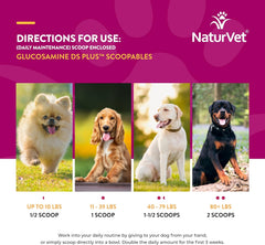 NaturVet Scoopables Dog Joint Supplement - Glucosamine DS Plus Level 2 Moderate Hip & Joint Care for Dogs w/Chondroitin & MSM - Hickory Smoked Bacon Flavored Pet Health Supplements