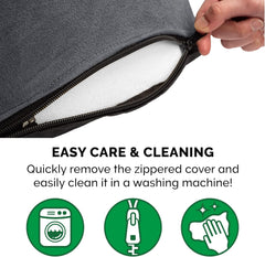 Furhaven Dog Bed for Small Dogs w/ Removable Washable Cover & Pillow Cushion Insert, For Dogs Up to 12 lbs - Two-Tone Faux Fur & Suede Oval Lounger - Gray, Small