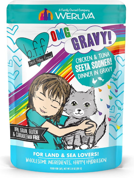 Weruva B.F.F. OMG - Best Feline Friend Oh My Gravy!, Seeya Sooner! with Chicken & Tuna in Gravy Cat Food