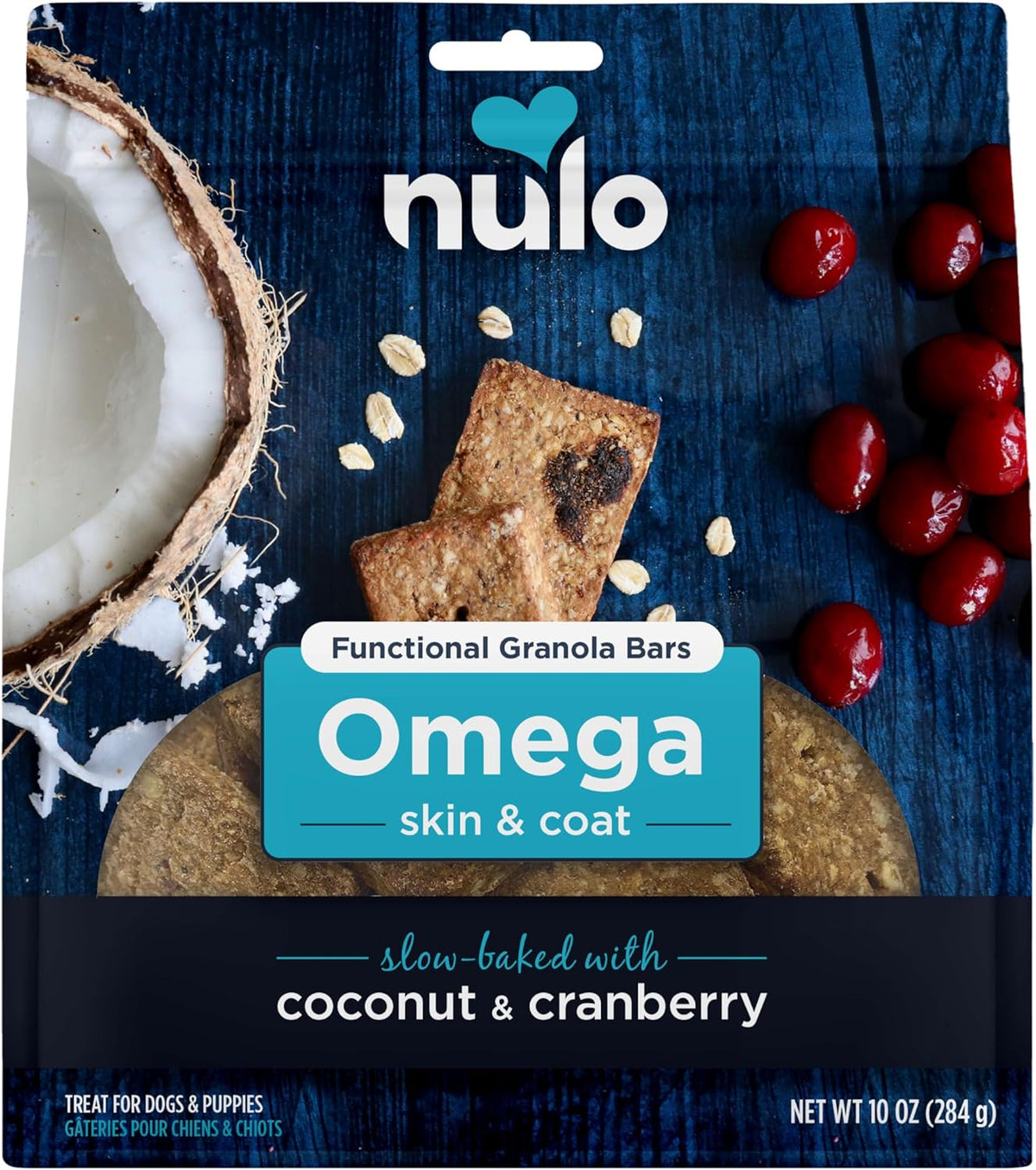 Nulo Functional Granola Bars, Healthy Dog Treats, Oven Baked, Made with Prebiotics and Probiotics, Contains No Added Salt, Sugar, or Molasses, 10 Ounce Bag