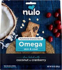 Nulo Functional Granola Bars, Healthy Dog Treats, Oven Baked, Made with Prebiotics and Probiotics, Contains No Added Salt, Sugar, or Molasses, 10 Ounce Bag