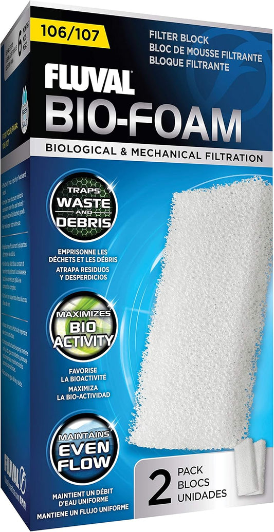 Fluval 106/107 Bio-Foam, Replacement Aquarium Filter Media, 2-Pack