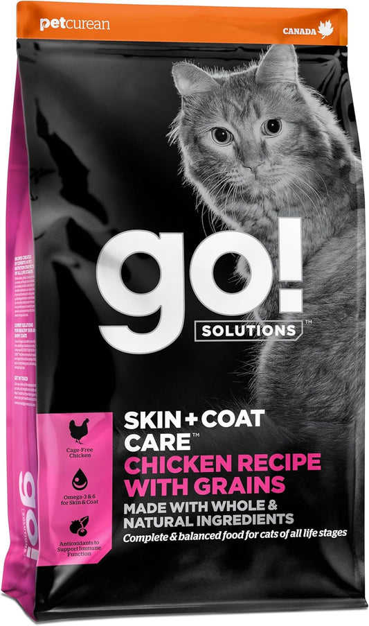 Go! Solutions Skin + Coat Care, Dry Cat Food, Chicken Recipe with Grains, 3 lb Bag