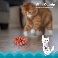 Petstages Catstages Plaque Away Pretzel Cat Toy – Interactive Catnip Dental Chew Toy to Help Clean Teeth, Fun for Play and Chewing, Orange