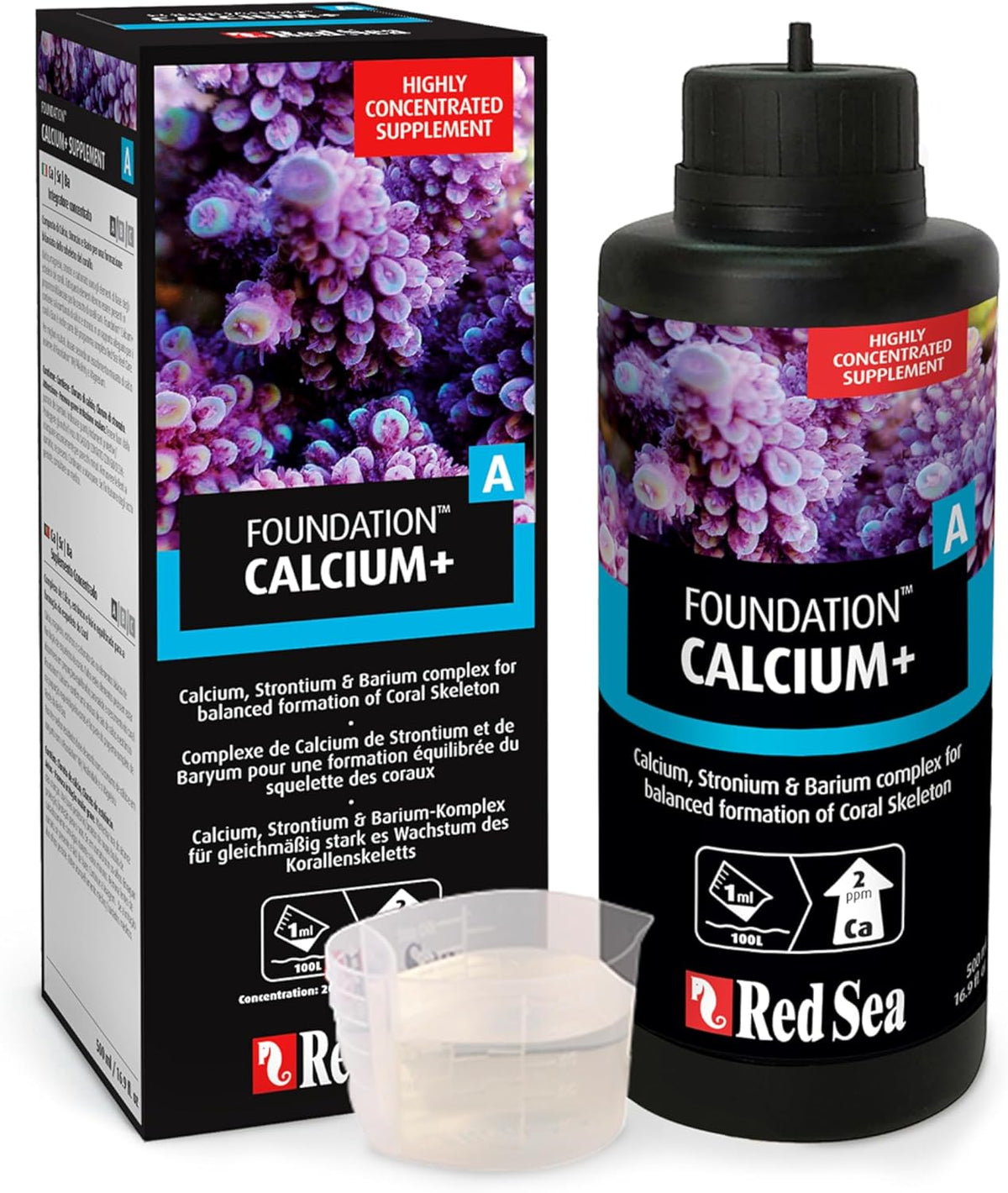Red Sea Reef Foundation A (Ca/Sr) Supplement - Calcium & Strontium Additive for Healthy Coral Growth in Marine & Reef Aquariums