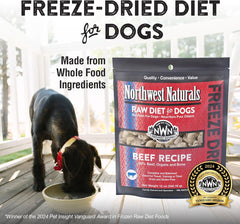 Northwest Naturals Freeze-Dried Beef Dog Food - Bite-Sized Nuggets - Grain-Free, High-Protein, Raw Diet, Human-Grade Ingredients, All Natural, Premium Quality, Healthy & Nutritious, Made in USA, 25 Oz