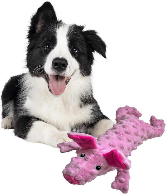 Skinneeez Extreme Stuffers Pig - Stuffing Free Dog Toy With Squeaker & Rip Stop Mesh Lining for Durability- Insert Plastic Bottle for Extra Crunch, For Small to Medium Puppies & Dogs - 14in