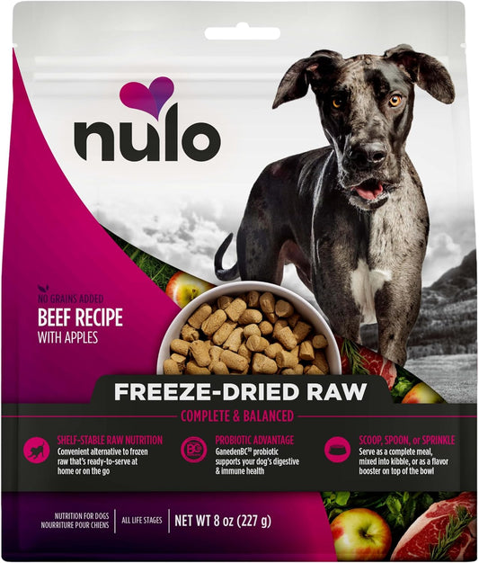 Nulo Freeze-Dried Raw Beef Recipe with Apples Complete and Balanced Dry Dog Food Kibble