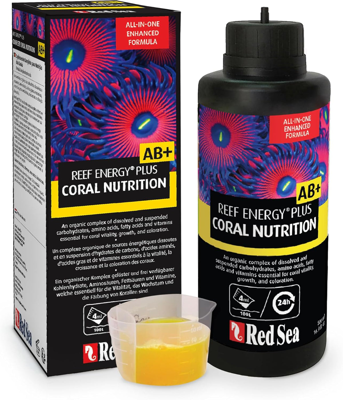 Red Sea Reef Energy Plus (AB+) All In One Coral Food for Saltwater Aquarium Marine Reef Tanks | Food for Soft, LPS, SPS, and Non-Photosynthetic Corals