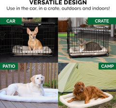 Furhaven Dog Bed for Large/Medium Dogs, 100% Washable, Sized to Fit Crates - Sherpa Fleece Bolster Crate Pad - Cream