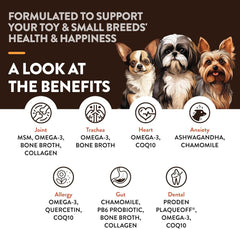 NaturVet Small Breeds Supplement- for Joint Support, Digestion, Skin, Coat Care- Dog Multivitamins with Minerals, Omega-3, PlaqueOff- Wheat-Free Vitamins for Dogs- Toy and Small Breeds