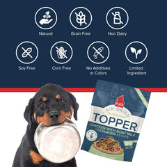 PLATO Pet Treats Dog Food Toppers - Air-Dried Dog Food Toppers for Dry Food - with Collagen to Support Skin and Coat Health - Goat Milk & Collagen Recipe
