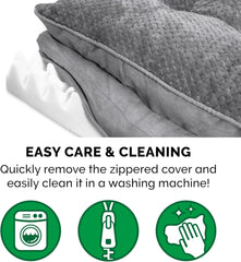 Furhaven Orthopedic Dog Bed for Medium/Small Dogs w/ Pillow Cushion Top & Removable Washable Cover, For Dogs Up to 35 lbs - Minky Plush & Suede Pillow Top Mattress - Titanium Gray, Medium