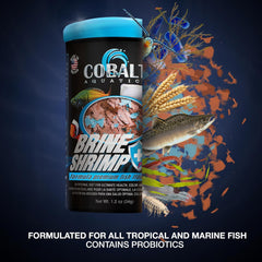 Cobalt Aquatics Probiotic Brine Shrimp with Blue Flakes - Nutrition Formula for Tropical & Marine Fish - Supports Digestion & Immune Health
