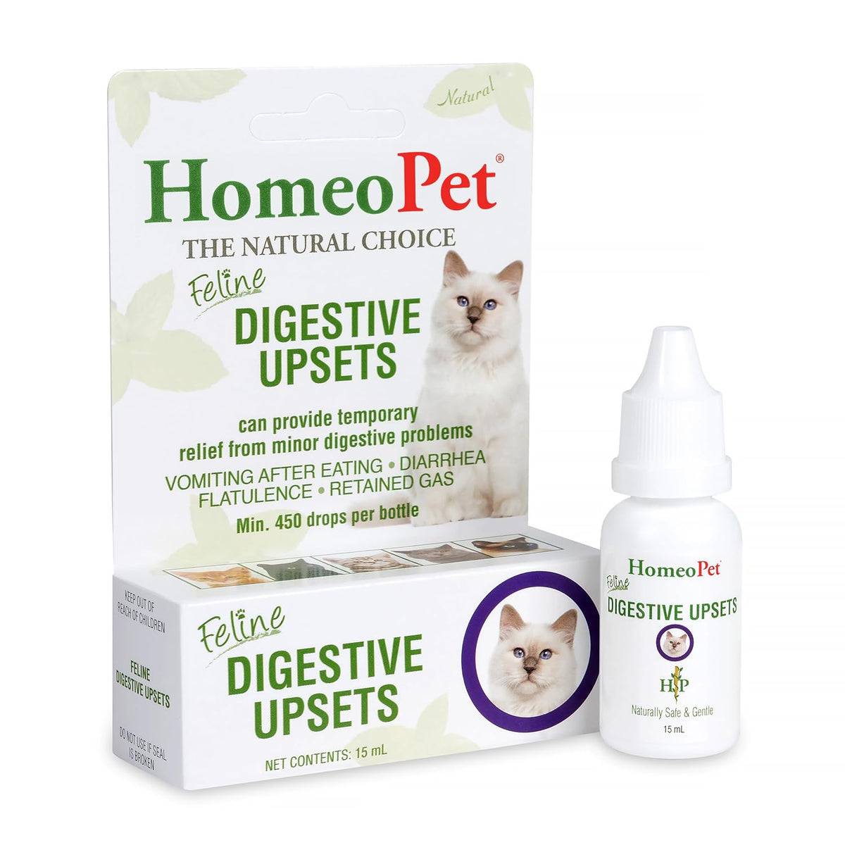 HomeoPet Feline Digestive Upsets, Safe and Natural Cat Digestive Support, 15 Milliliters