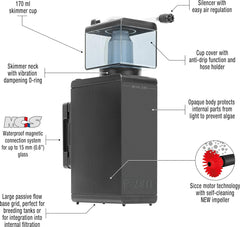 Sicce Shark Nano Protein Skimmer 150 up to 40 Gallon Saltwater Aquariums | Ultra Quiet Pump, Adjustable, Compact, Small Aquarium Marine Reef Tank