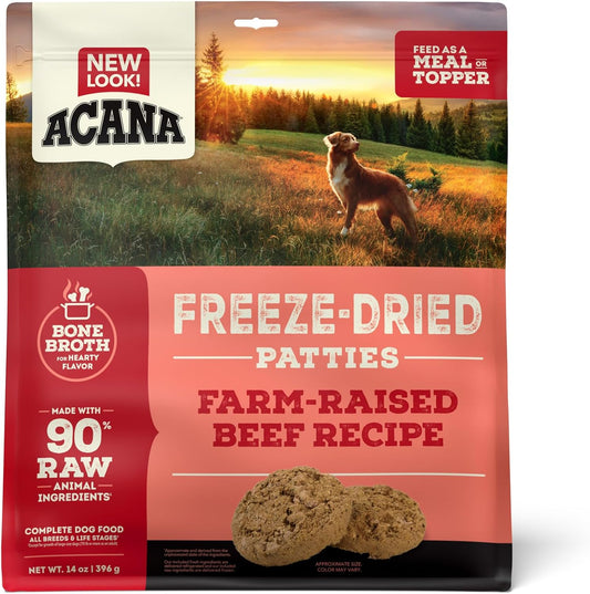 ACANA Freeze Dried Dog Food Meal & Topper, Grain Free High Protein Farm-Raised Beef Recipe