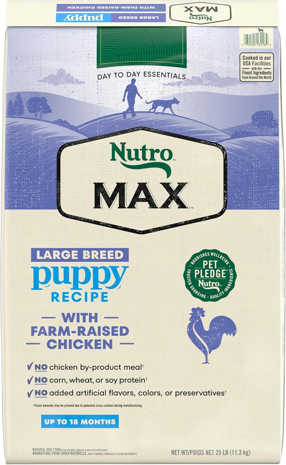 Nutro Max Large Breed Puppy Dry Dog Food with Farm-Raised Chicken, 25 lb Bag