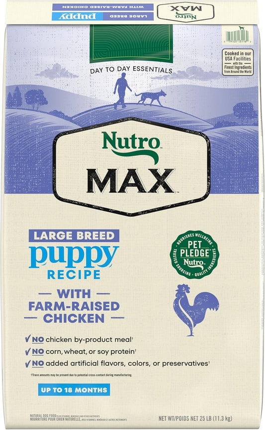 Nutro Max Large Breed Puppy Dry Dog Food with Farm-Raised Chicken, 25 lb Bag
