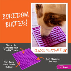 LickiMat Classic Playdate Slow Feeder for Dogs Lick Mat Boredom Anxiety Reducer Perfect for Food Treats Yogurt Liquid Food Peanut Butter Fun Alternative to a Slow Feed Dog Bowl, Orange