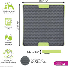 LickiMat Tuff, Heavy-Duty Soother, Dog Slow Feeder Lick Mat, Boredom Anxiety Reducer; Perfect for Food, Treats, Yogurt, or Peanut Butter, Fun Alternative to a Slow Feed Dog Bowl, Green