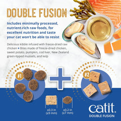 Catit Recipes Double Fusion Skin & Coat Cat Food – Ocean Fish Recipe, High-Protein, Freeze-Dried Raw Toppings, Omega-Rich for Healthy Skin & Fur, No by-Products, Minimally Processed