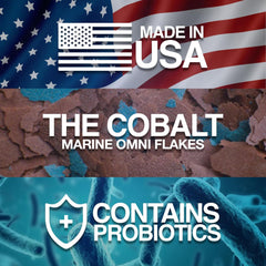 Cobalt Aquatics Marine Omni Flakes - Premium Fish Food with Squid, Salmon & Spirulina - Probiotics & Blue Flakes for Health & Vibrant Color