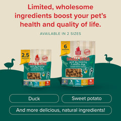 Plato Pet Treats Air Dried Small Bites Dog Treats, Natural Bite Sized Real Meat & Duck, Grain Free & High Protein, Made in the USA