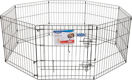 Petmate 55014 42Inch By 24Inch 8 Panels Exercise Pen With Step Through Door, Black