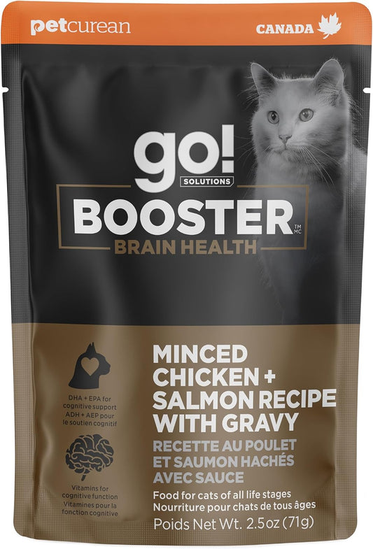 Go! Solutions Booster Brain Health, Grain-Free Wet Cat Food Topper 2.5 oz Pouch (Pack of 24)