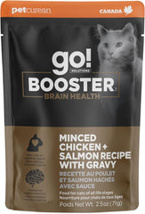 Go! Solutions Booster Brain Health, Grain-Free Wet Cat Food Topper 2.5 oz Pouch (Pack of 24)