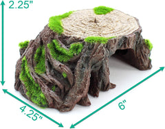 Penn-Plax Aqua-Flora Aquarium Living Resin Decoration with Embedded Glosso Plant Seeds – Tree Stump – Safe and Healthy for Freshwater Fish
