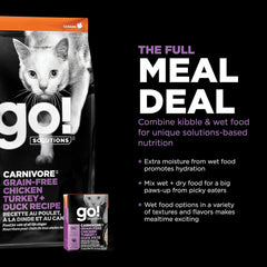 Go! Solutions Carnivore, Grain-Free, Protein Rich Dry Cat Food, Chicken, Turkey and Duck Recipe