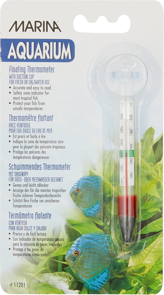 Marina Floating Thermometer for Betta Fish Tank with Suction Cup, Aquarium Thermometer