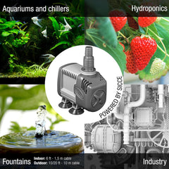 SICCE Syncra Silent 5.0 Multifunction 1321 GPH Submersible Water Pump | Italian Made 105W Ultra Quiet Durable Aquarium Fish Tank, Fountain, Pond, Hydroponics, Terrarium Black | Freshwater & Saltwater