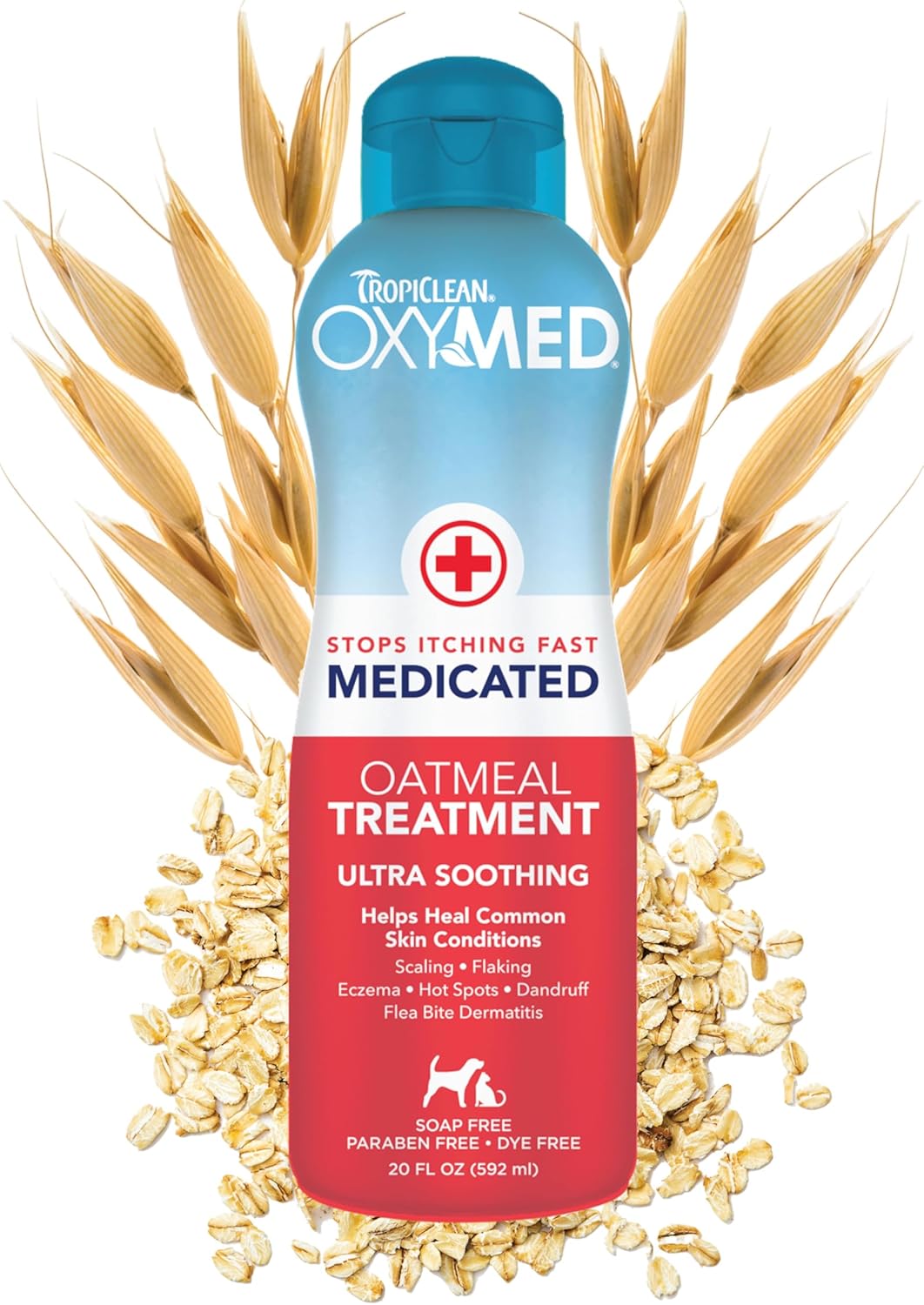 TropiClean Oxymed Medicated Cat & Dog Conditioner For Itchy Skin | Skin Soothing Oatmeal Conditioner For Dogs & Cats